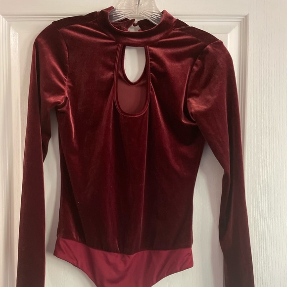 Shinestar Tops - Red Velvet Bodysuit